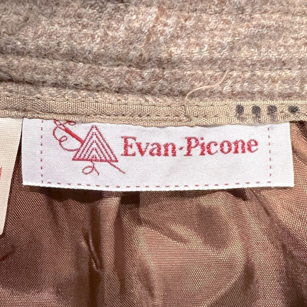 Vintage Evan-Picone Brown Tweed Wool Midi Skirt - Size 8 - Picture 9 of 11